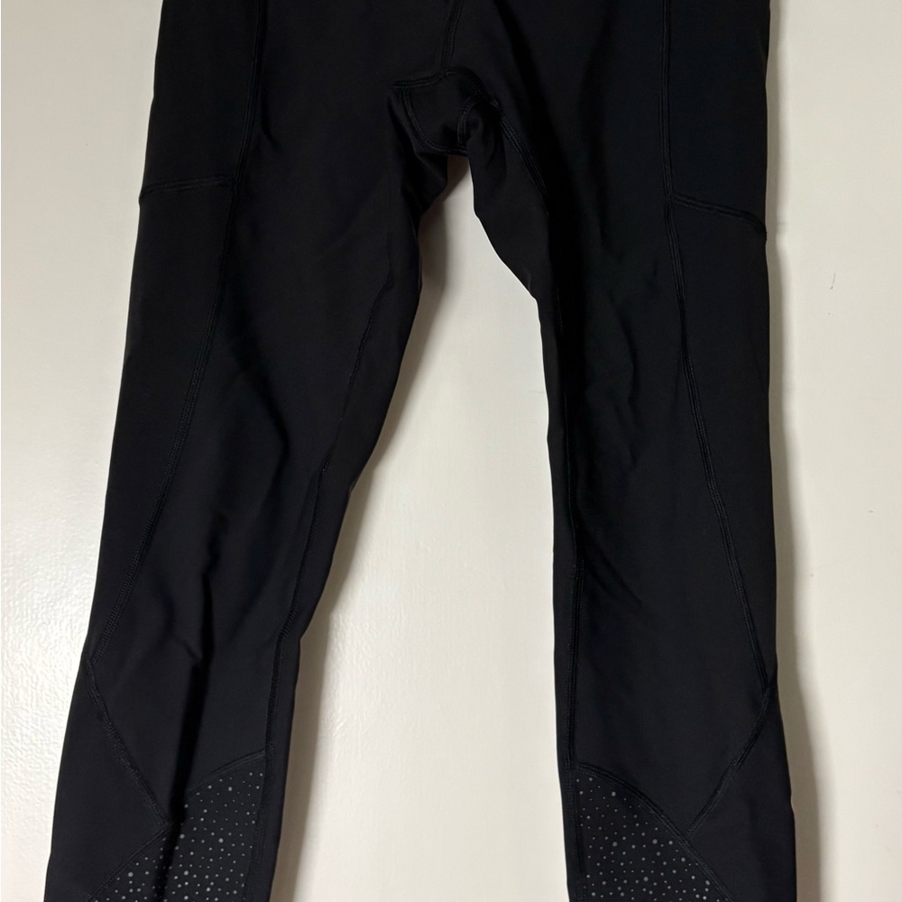 Lululemon Scalloped Black Leggings with Metallic Dot Accents